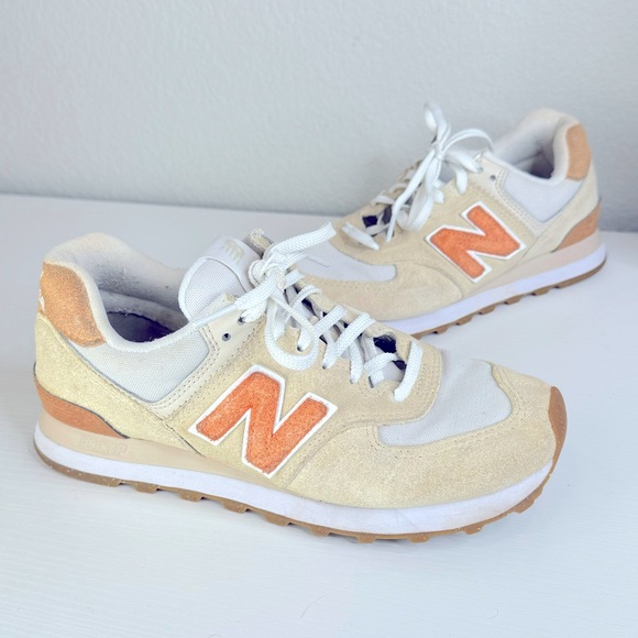 New Balance Shoes - New Balance 574 Casual Sneaker Women's size 7.5 Cream Minimalist Suede Sneakers